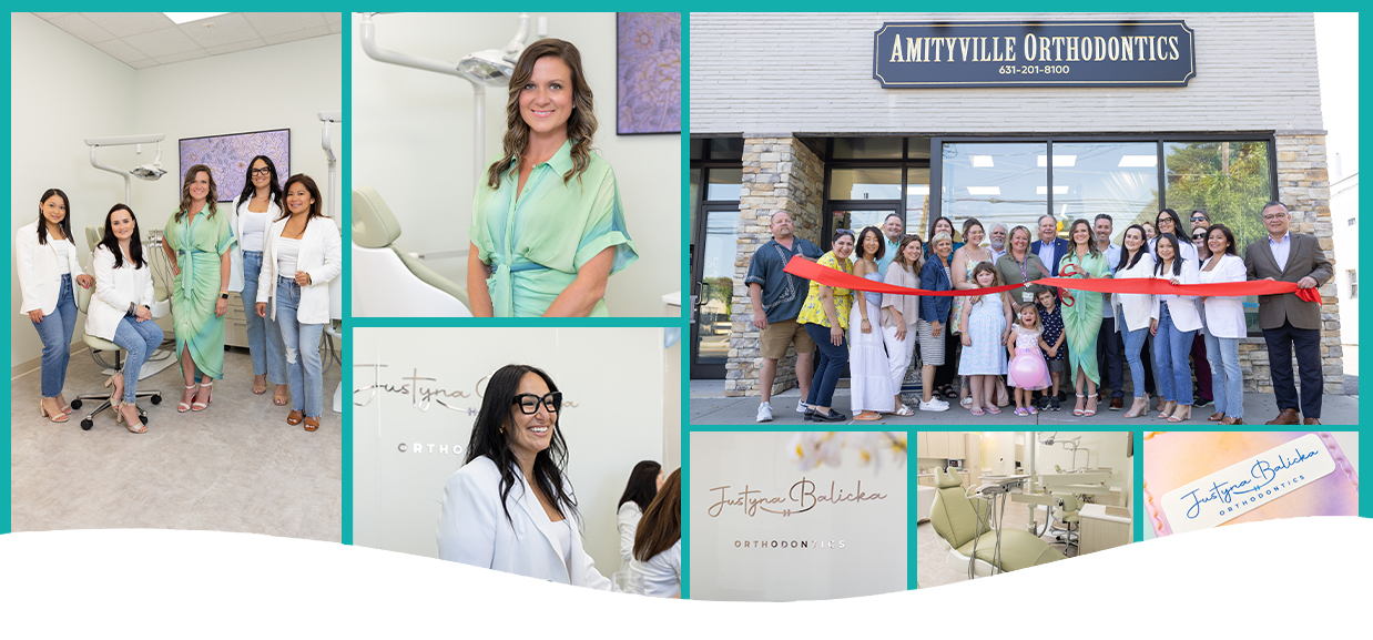 Collage of people smiling after orthodontics in Amityville